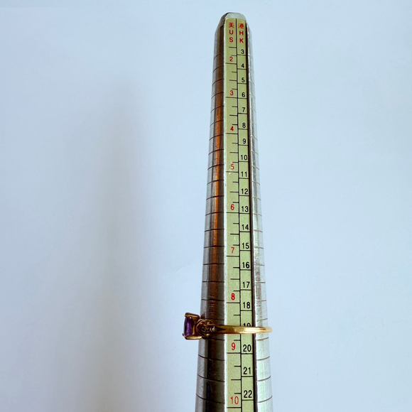 14K Yellow Solid Gold .55 CT Amethyst Shape Heart Natural Diamond Love Band Ring - Picture 10 of 11